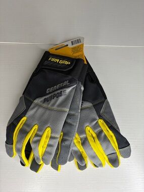 Firm Grip Tough Working Gloves - Black & Yellow - Large 2pcs gloves